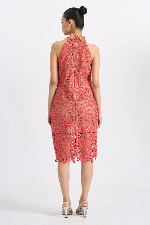 Coral Lace Shift Midi