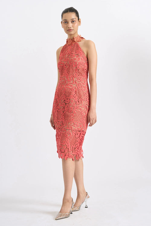 Coral Lace Shift Midi