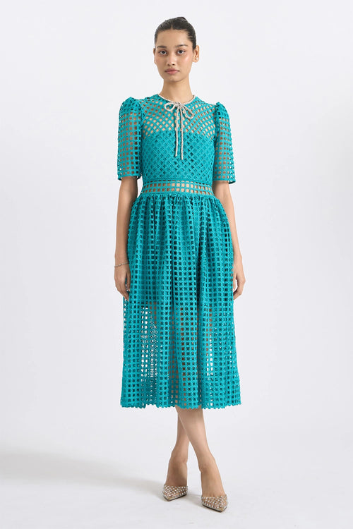 Azure Mesh Lace Dress