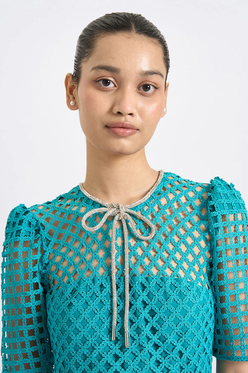 Azure Mesh Lace Dress