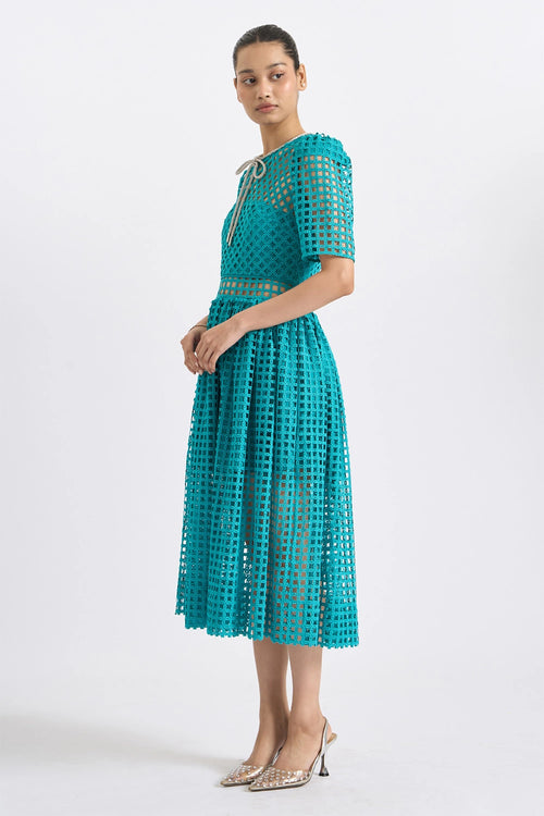 Azure Mesh Lace Dress