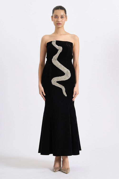 Serpent Velvet Slit Gown