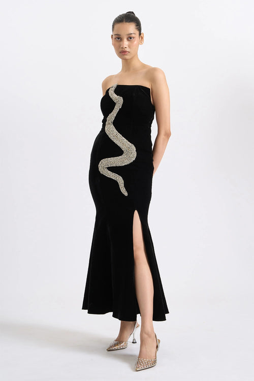 Serpent Velvet Slit Gown