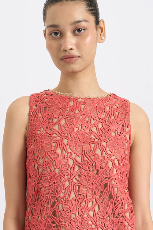 Coral Bloom Lace Mini