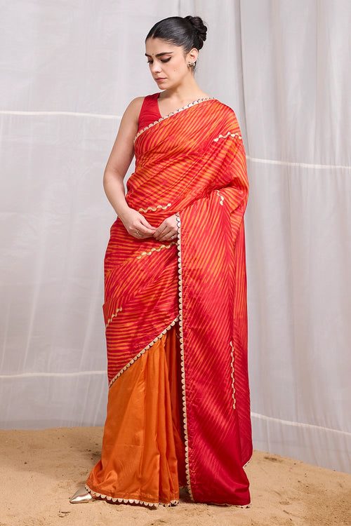 Orange Red Dor Saree