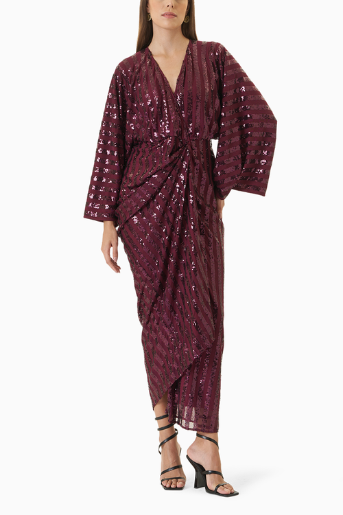 Draped Sequin Maxi Dress