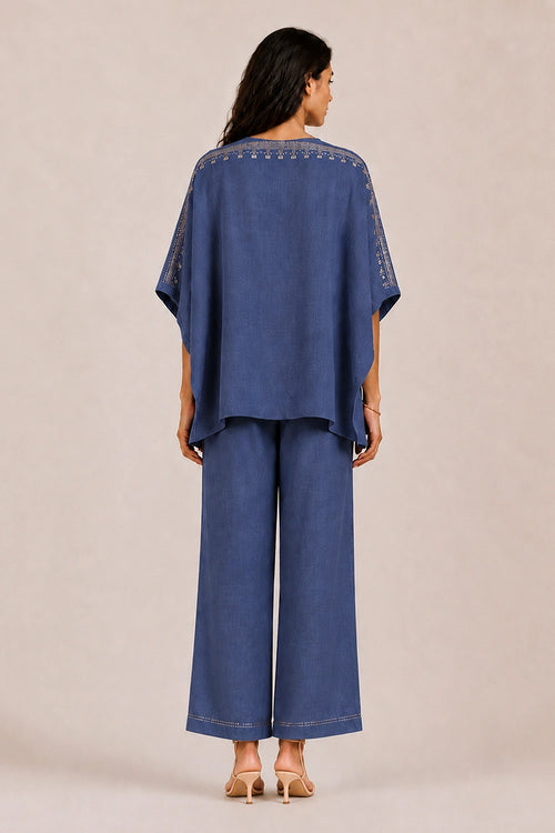 Denim Drops Of Gold Roomal Co-ord Set