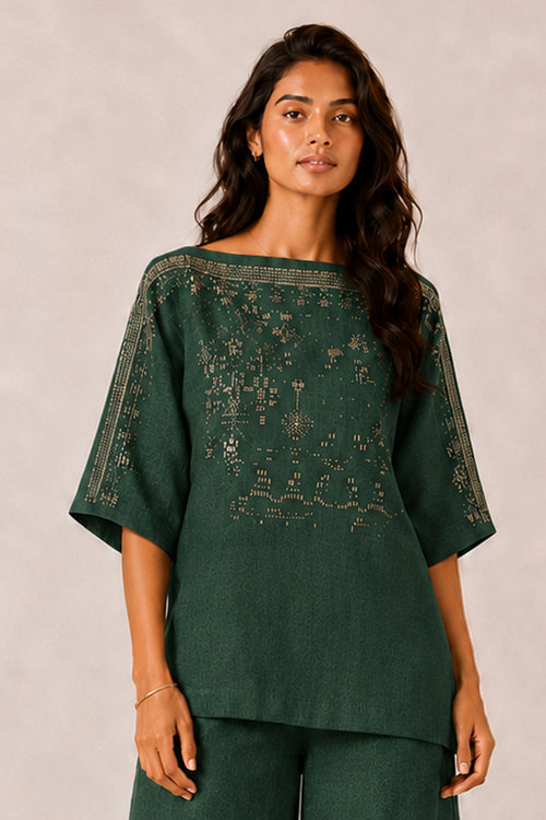 Forest Drops Of Gold Roomal Co-ord Set