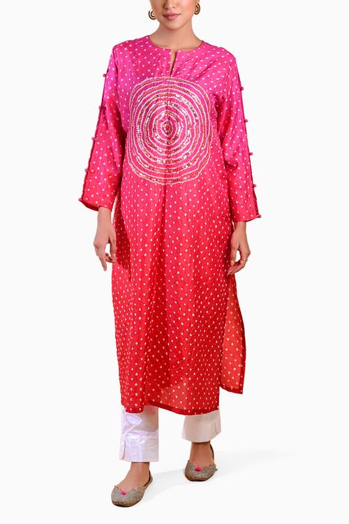 Pink Circle Sequence Kurta