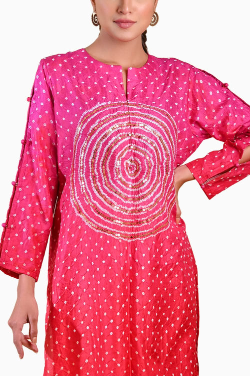 Pink Circle Sequence Kurta