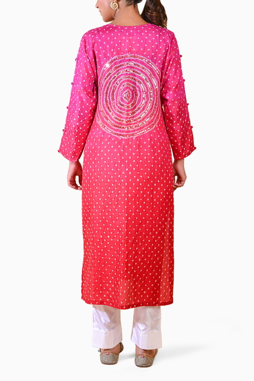Pink Circle Sequence Kurta