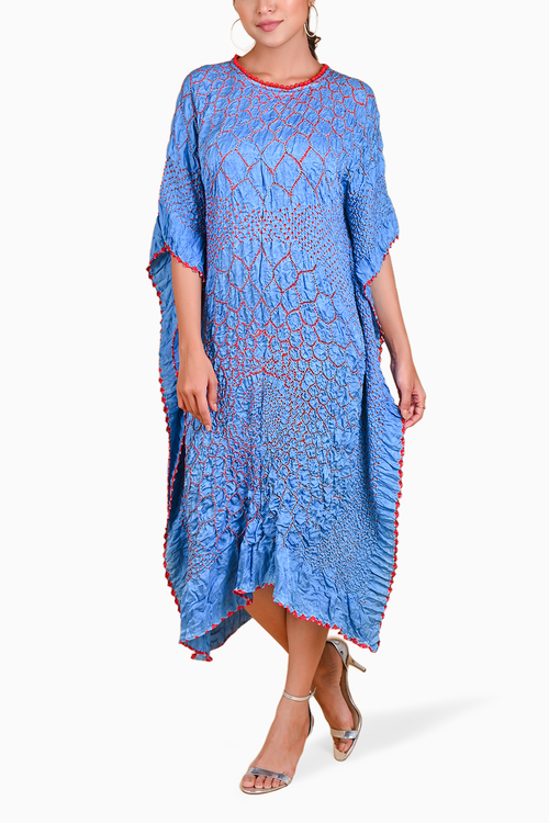 Sky Blue Three Flowers Kaftan