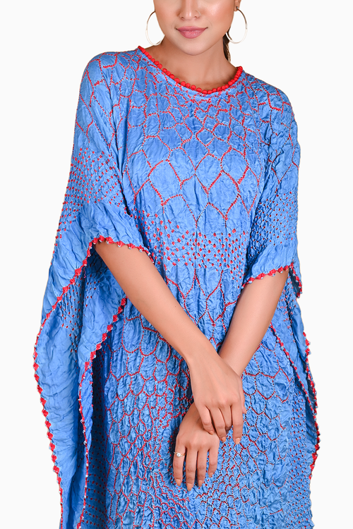 Sky Blue Three Flowers Kaftan