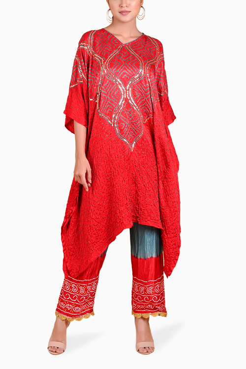 Red Wave Sequence Kaftan