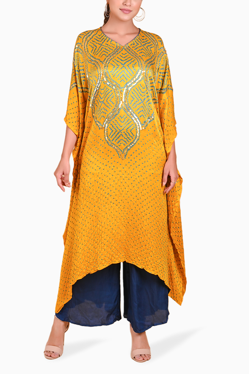 Yellow Wave Sequence Kaftan