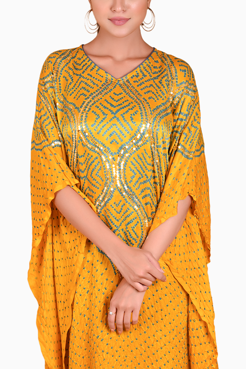 Yellow Wave Sequence Kaftan