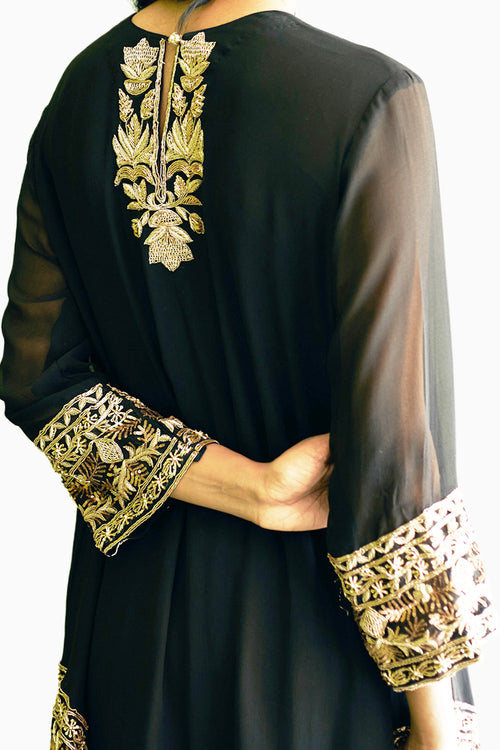Black Embroidered Anti-Fit Suit