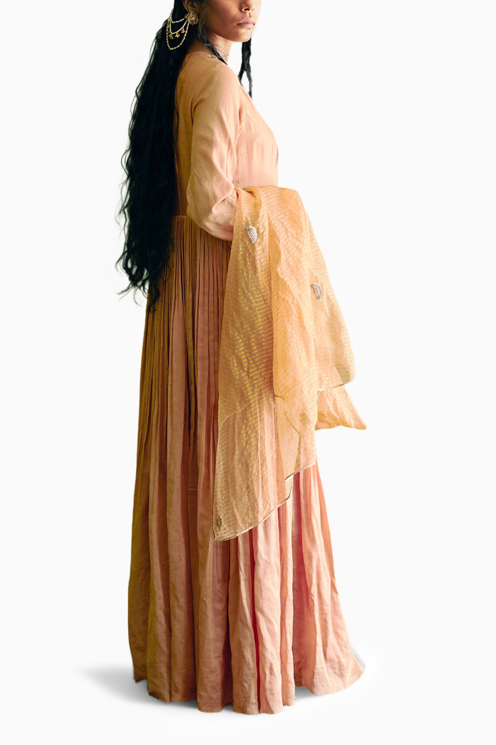 Bronze Chanderi Anarkali Set