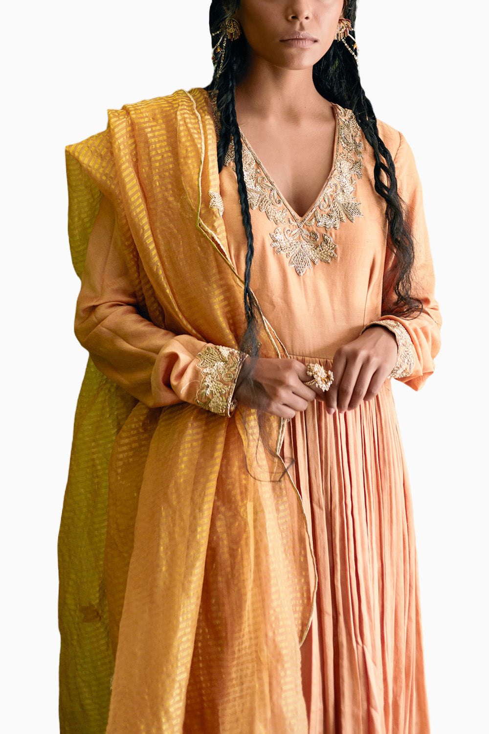 Bronze Chanderi Anarkali Set