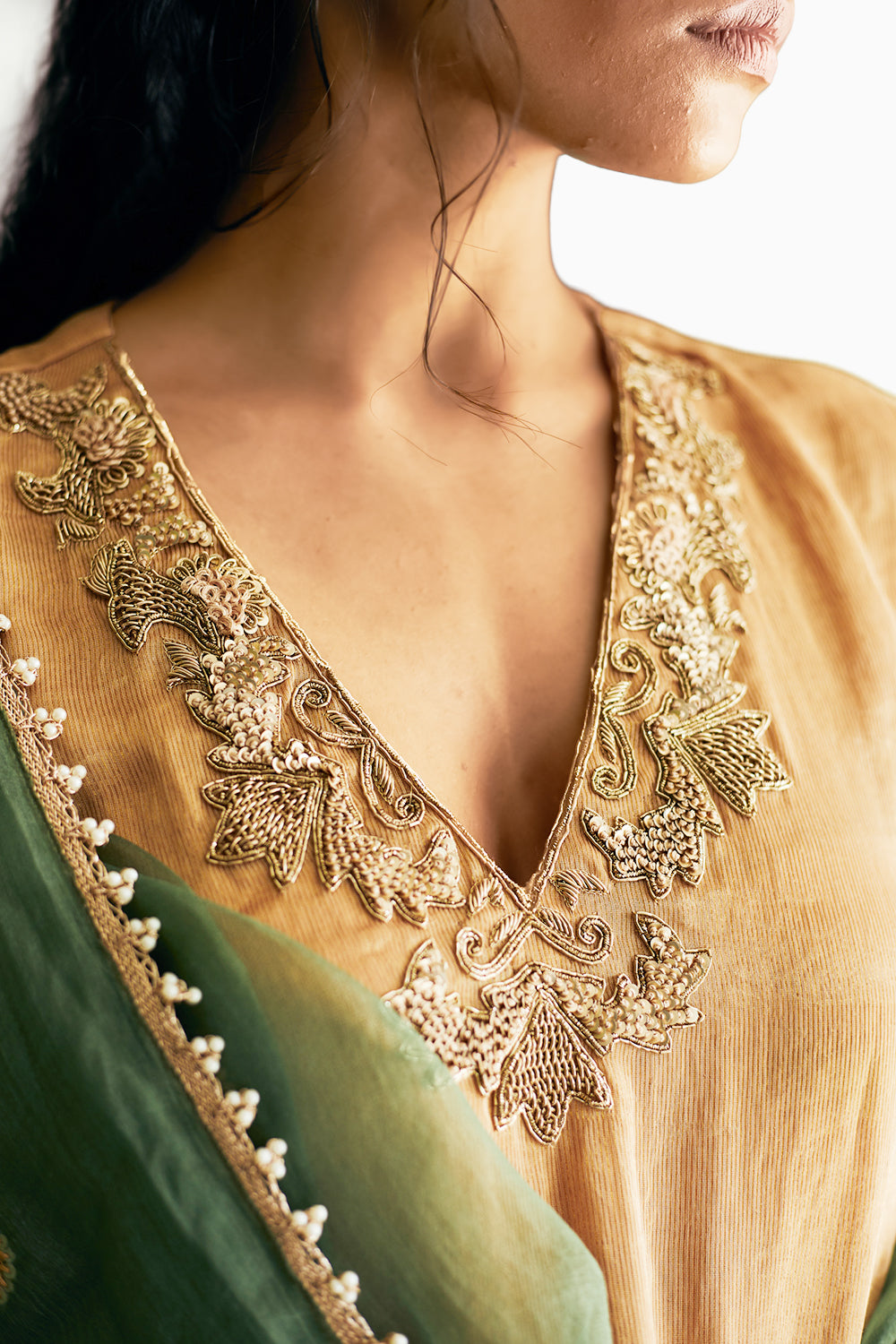 Gold Chanderi Tissue Suit