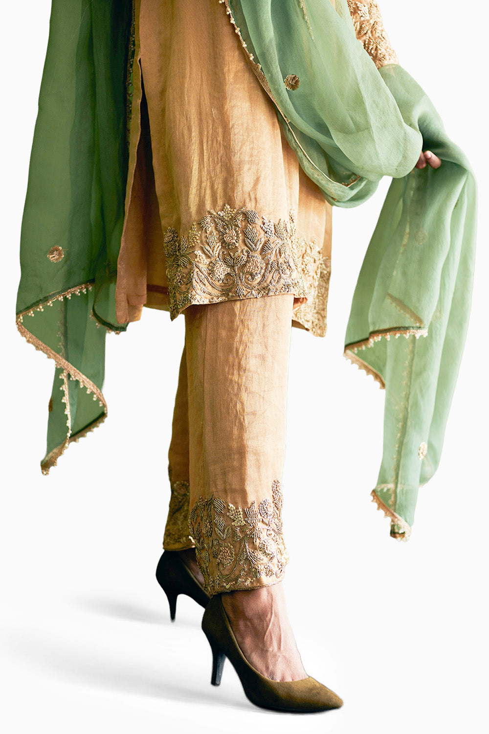 Gold Chanderi Tissue Suit