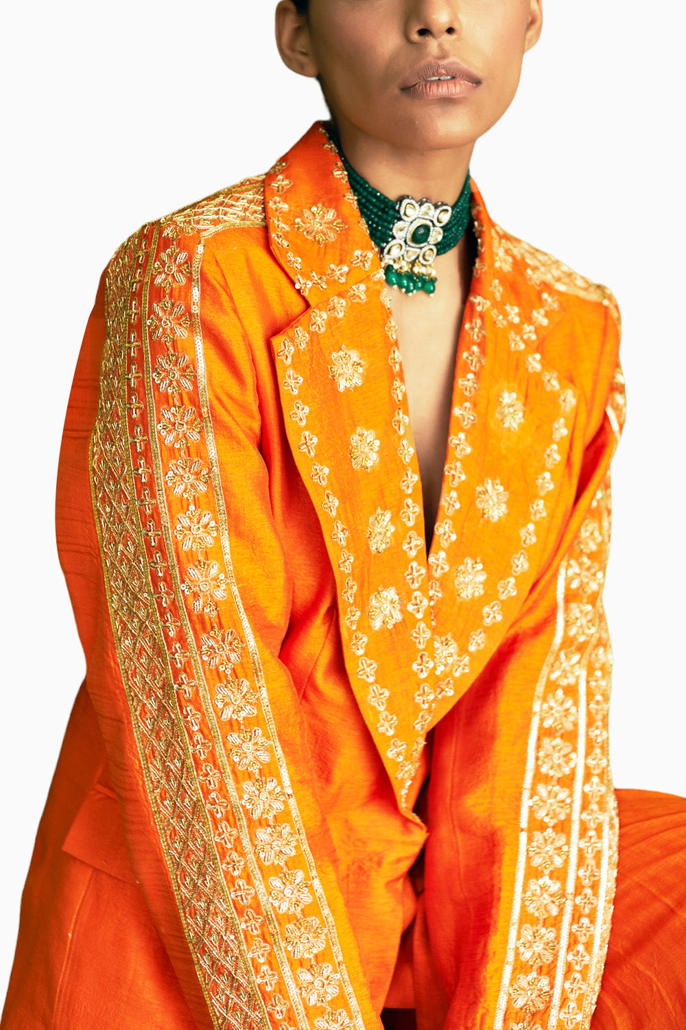 Orange Blazer Sharara Set