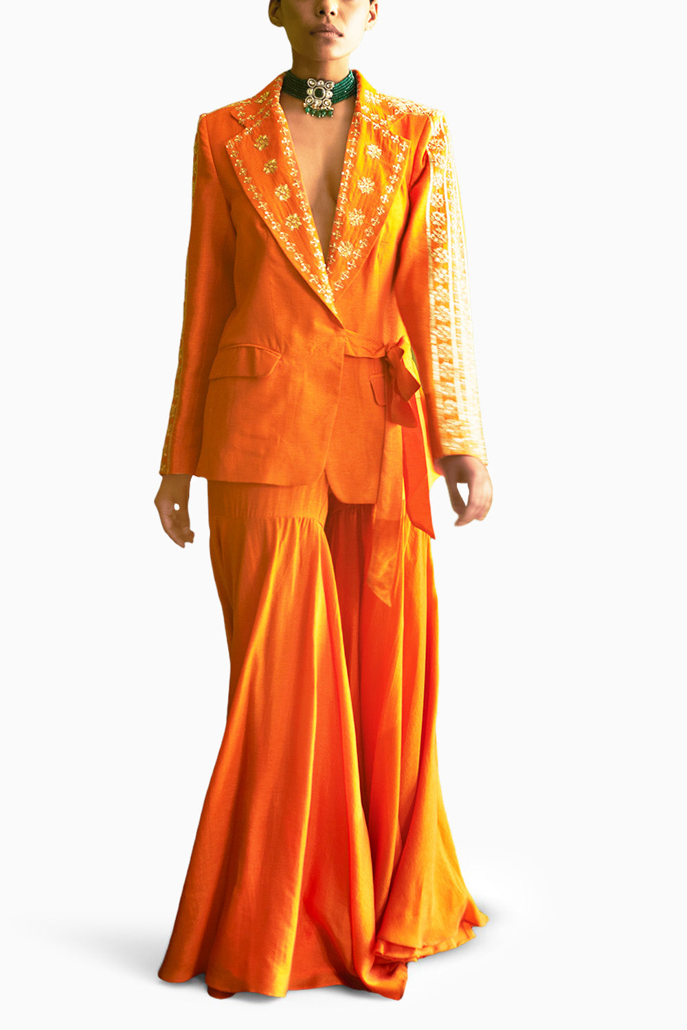 Orange Blazer Sharara Set