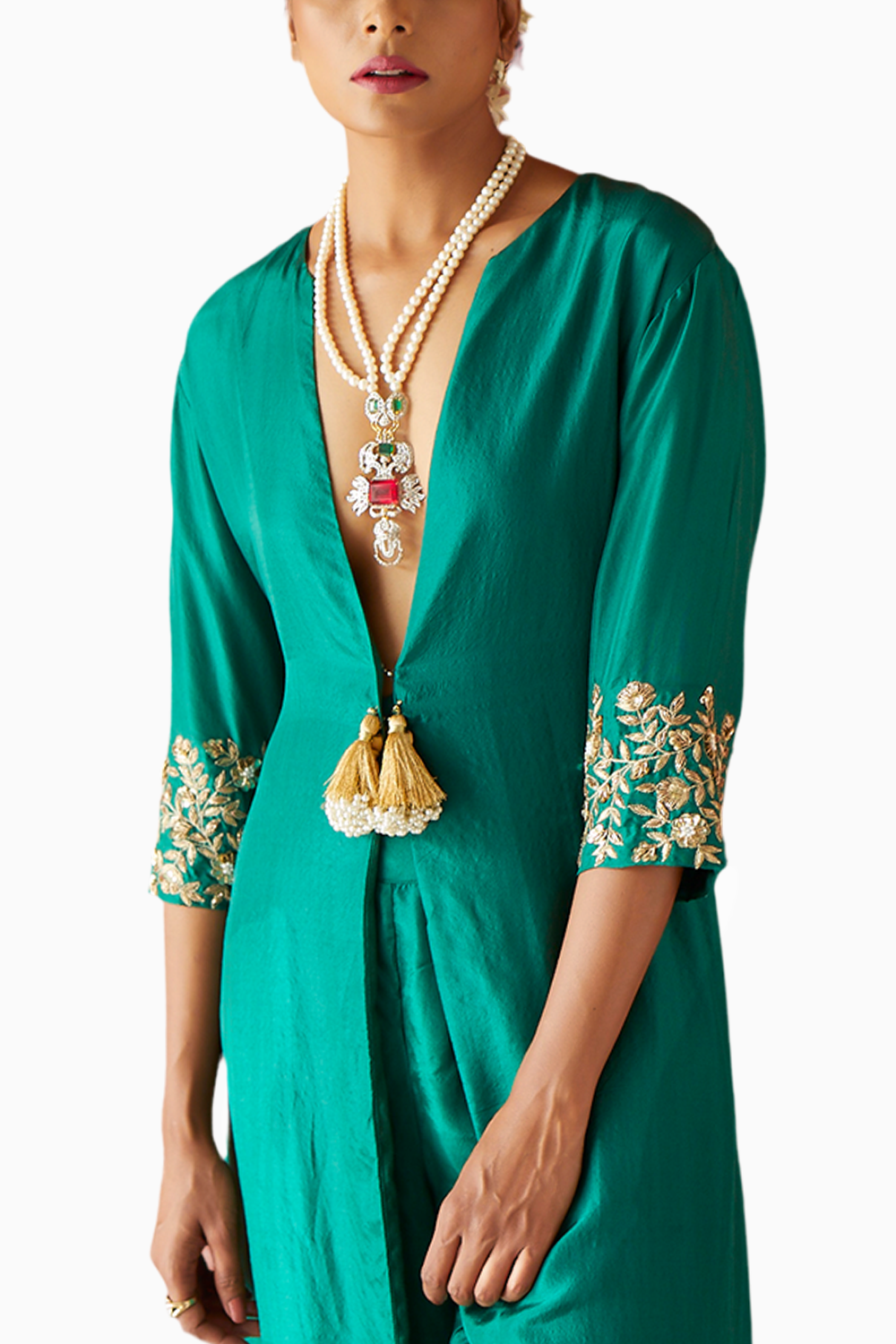 Green Embroidered Jacket Pant