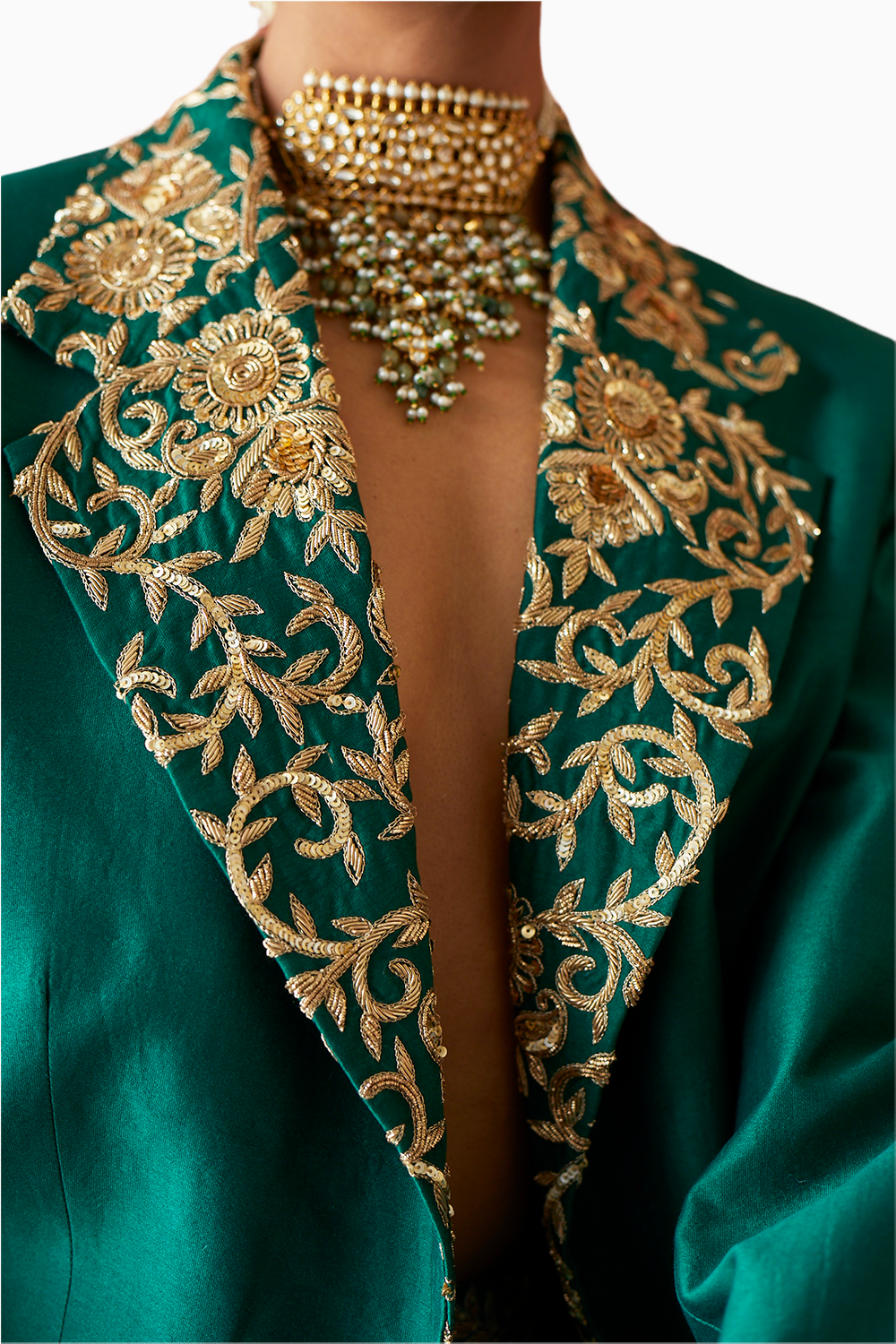 Emerald Green Blazer Lehenga Set