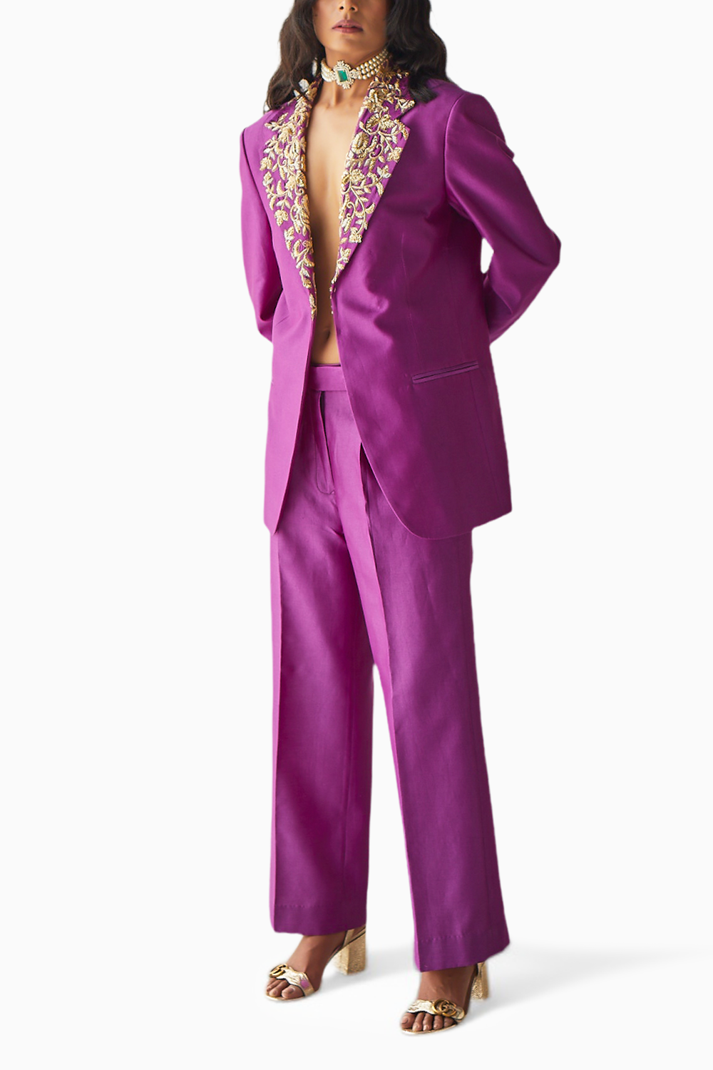 Purple Blazer Pant Set