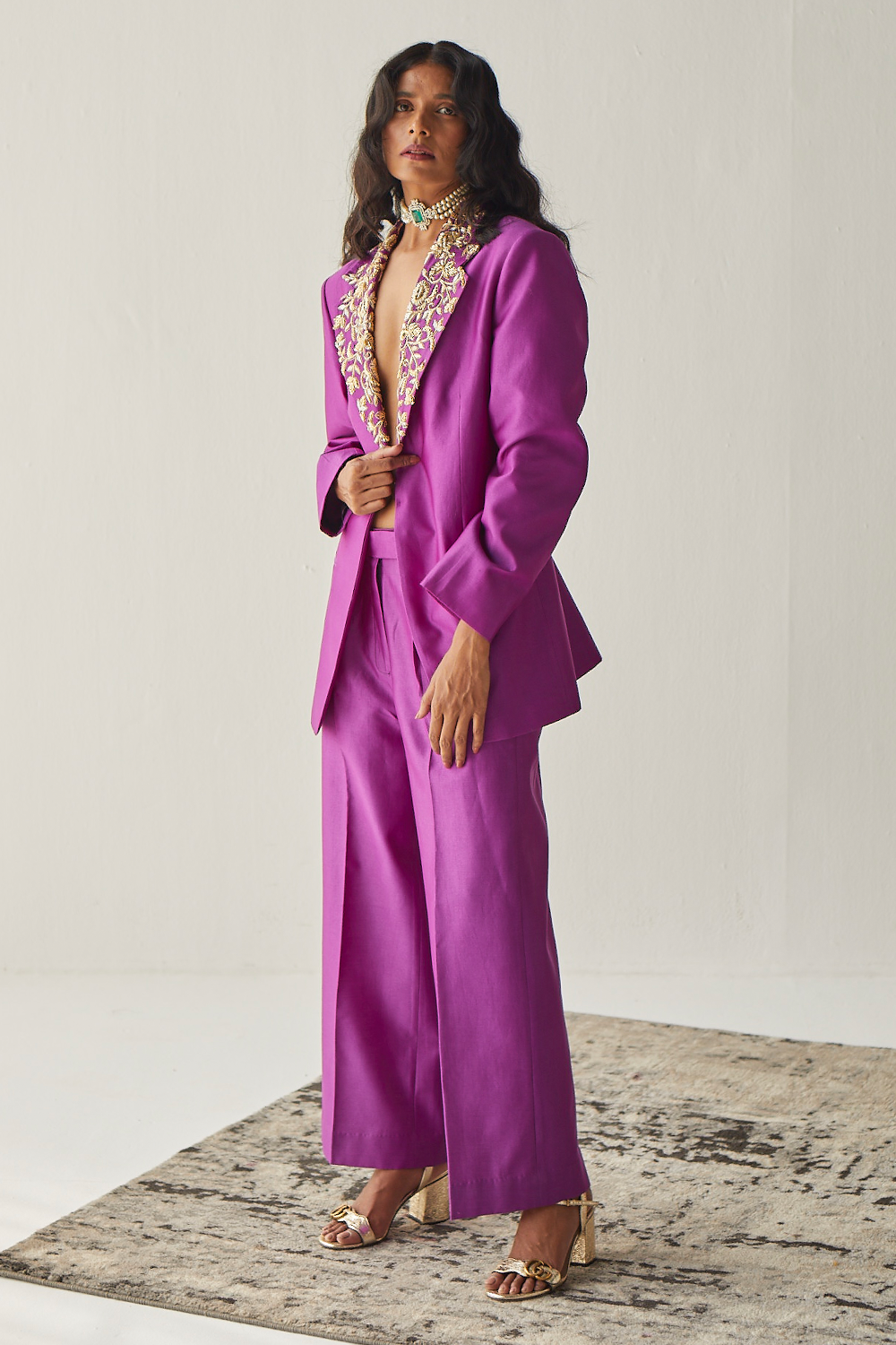 Purple Blazer Pant Set