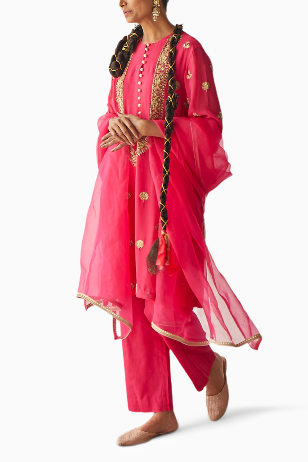 Pink Embroidered Georgette Suit