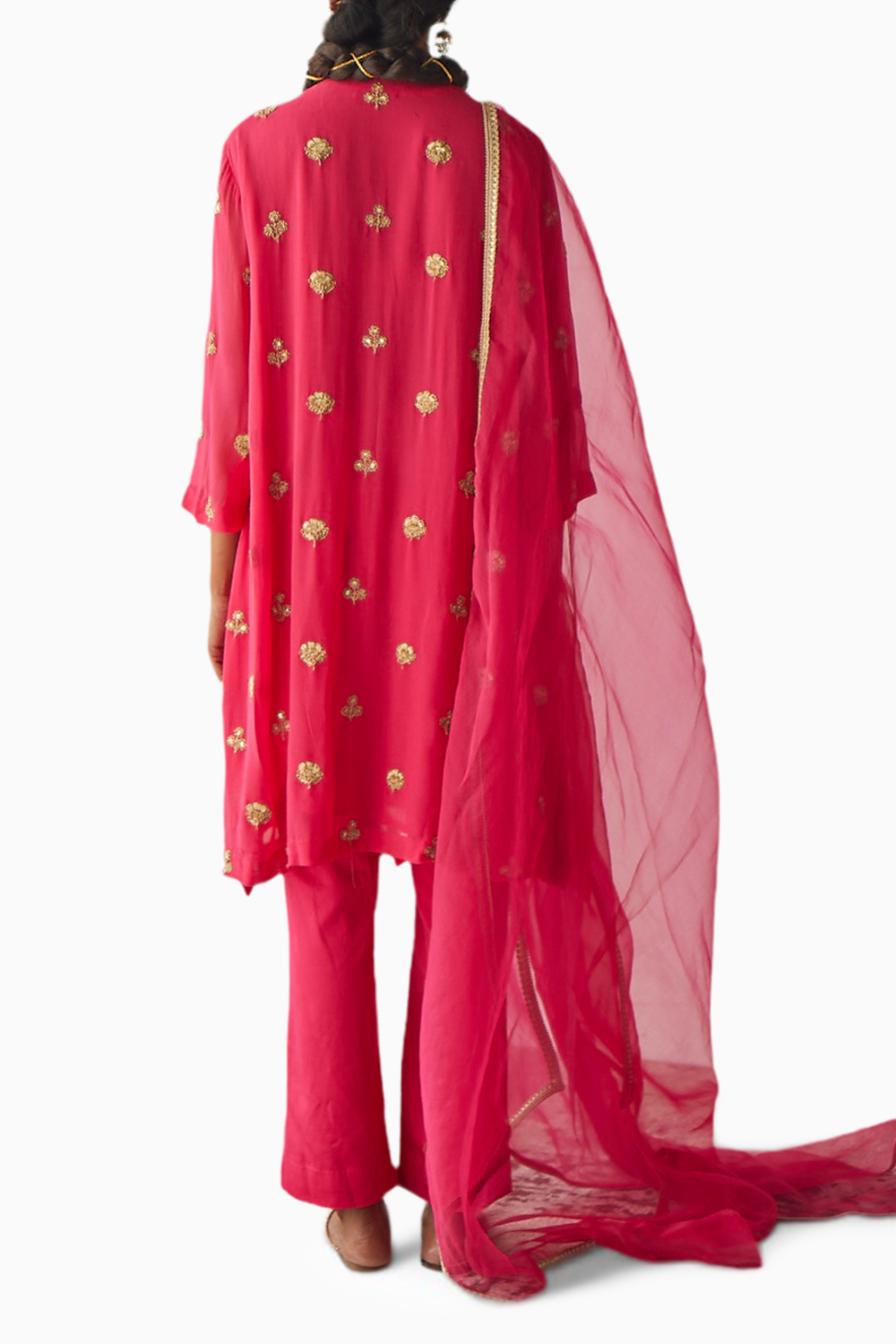 Pink Embroidered Georgette Suit