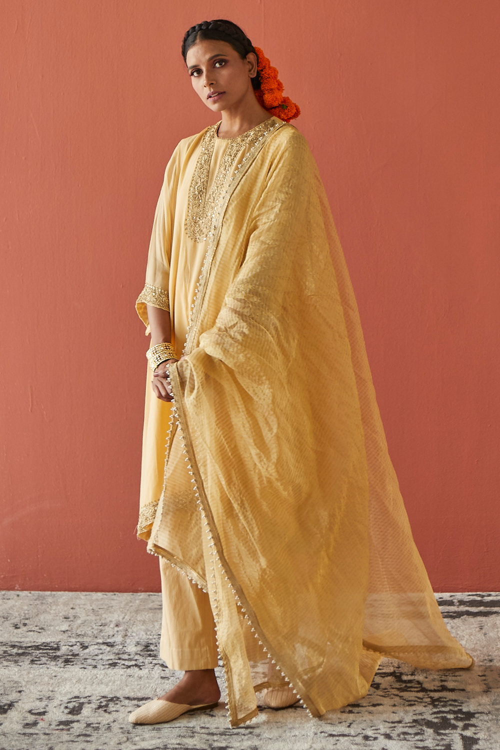 Ivory Embroidered Georgette Suit