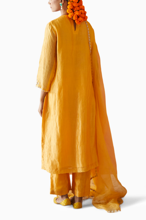 Yellow Embroidered Chanderi Suit