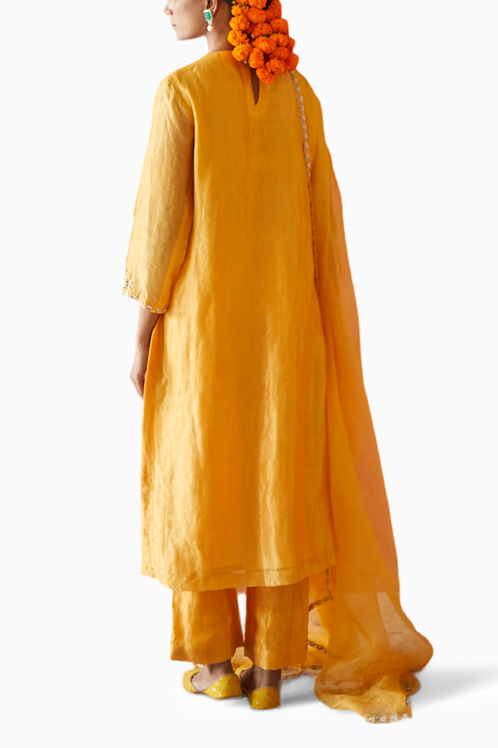 Yellow Embroidered Chanderi Suit