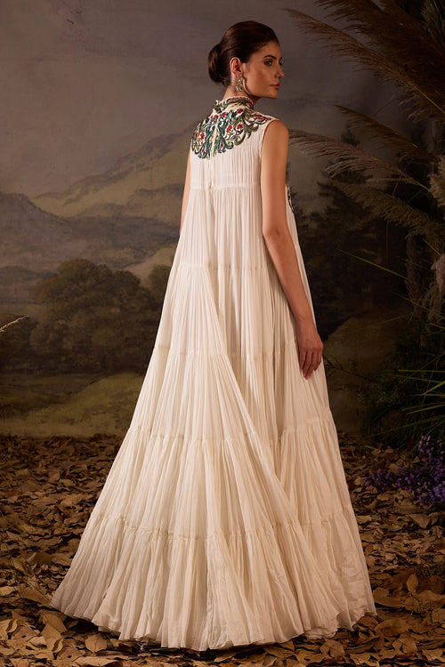 Embroidered High-Neck Maxi Dress