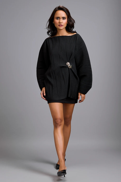 Eclipse Voluminous Pleated Waist Top