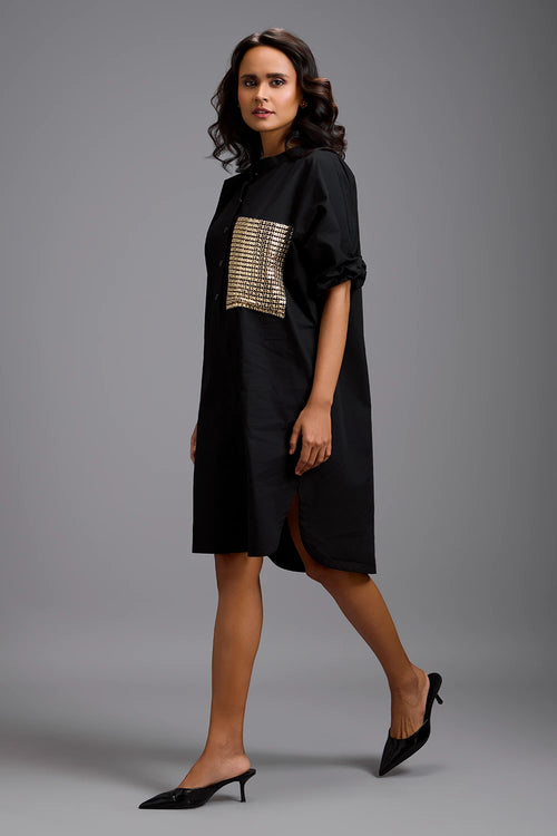 Eclipse Embellished Oversized Shirt Dress