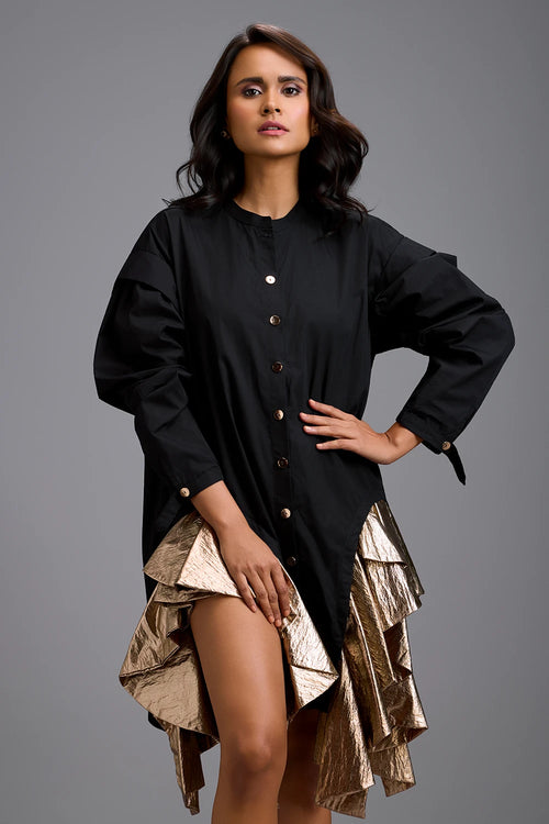 Eclipse Gold Ruffle Mini Dress