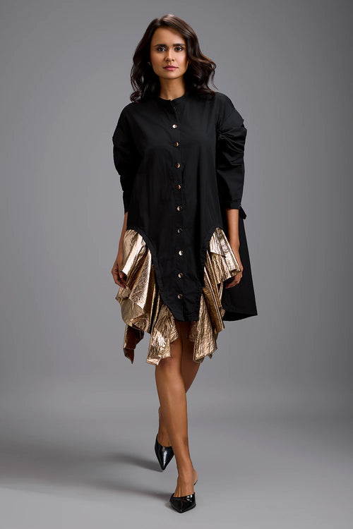 Eclipse Gold Ruffle Mini Dress