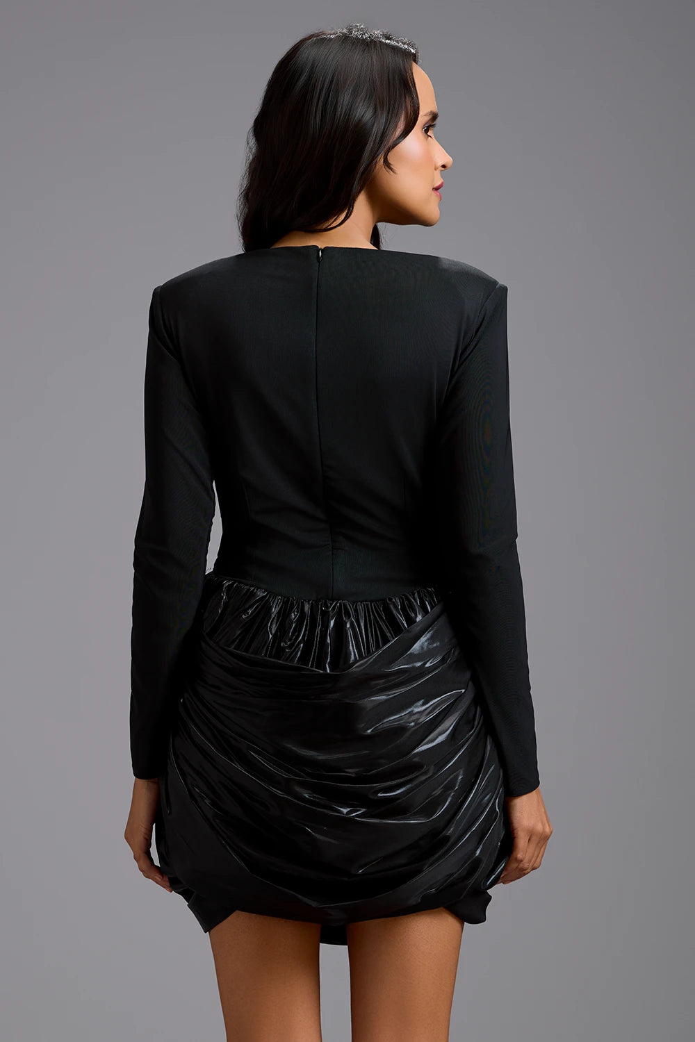 Eclipse Shimmer Cutout Brooch Dress