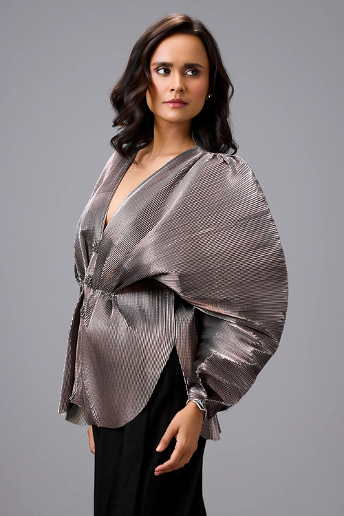 Eclipse Gunmetal Peplum Top