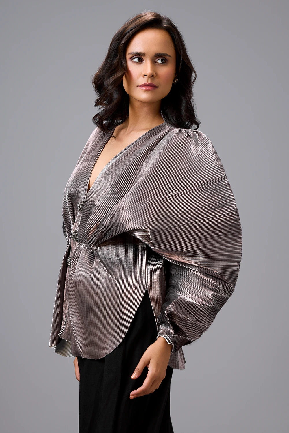 Eclipse Gunmetal Peplum Top