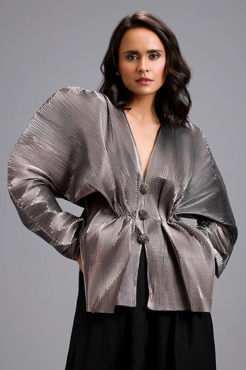 Eclipse Gunmetal Peplum Top