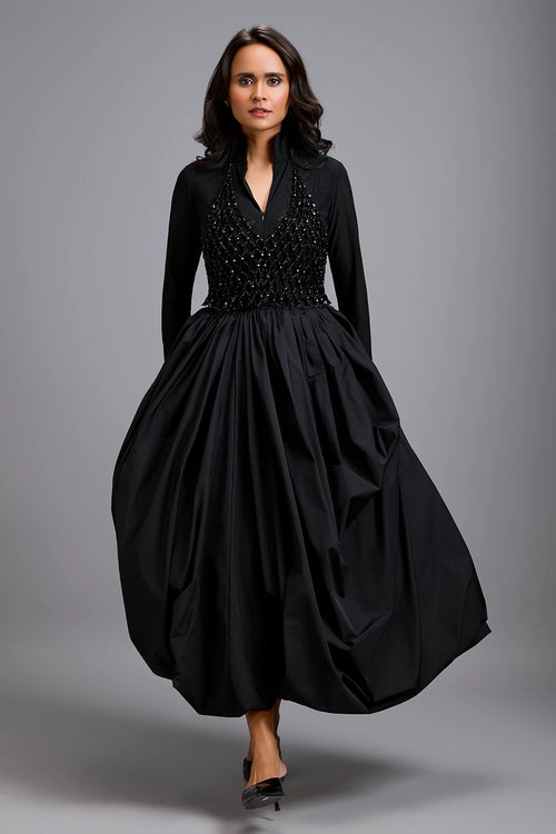 Eclipse Beaded Sheer Bodice Dress