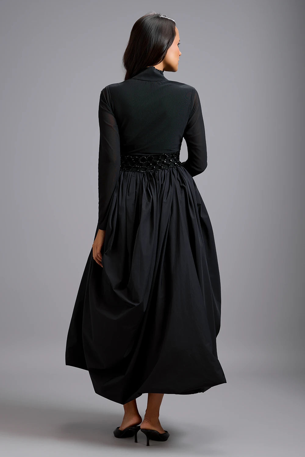 Eclipse Beaded Sheer Bodice Dress