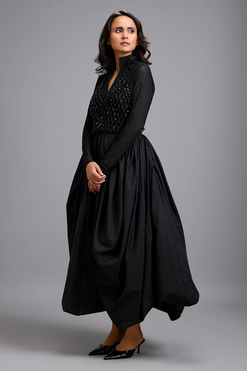 Eclipse Beaded Sheer Bodice Dress