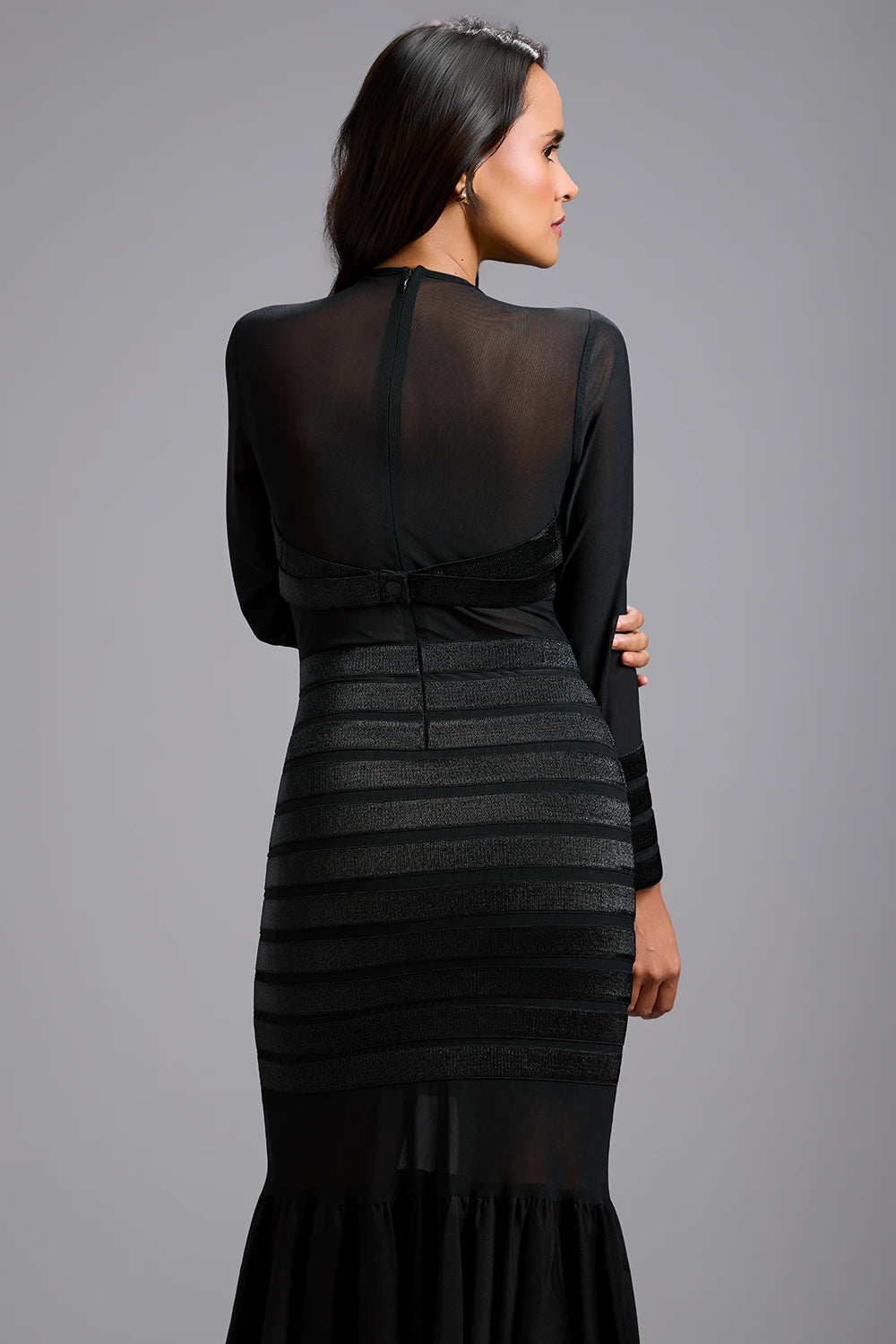 Eclipse Embellished Sheer Bodice Dress