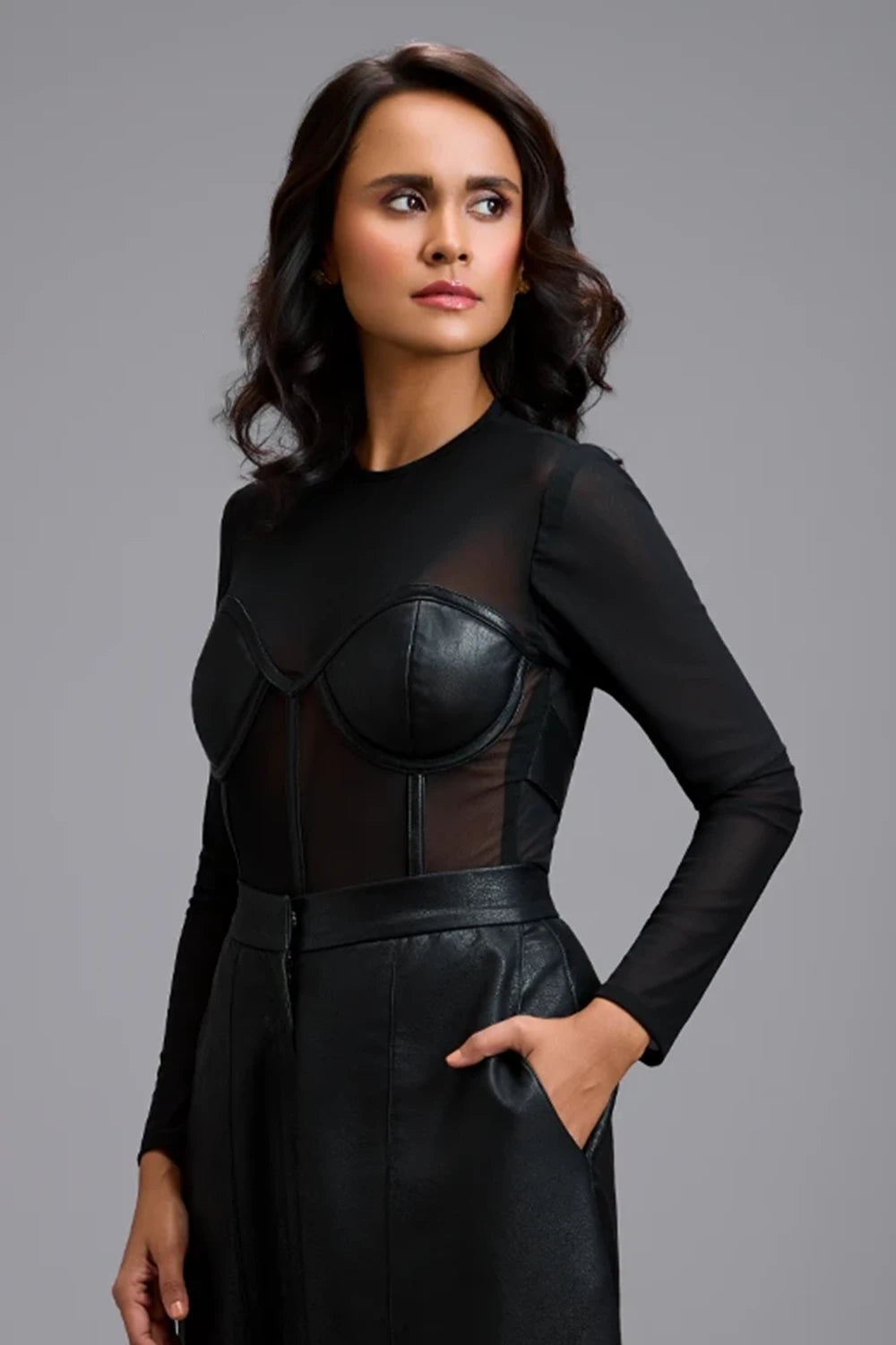 Eclipse Leather Bustier Bodysuit